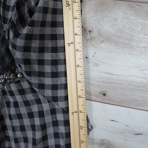 Faith 21*Women's Short Sleeve Pullover Split V-Neck Studded Tie Back Waist~ XL - Picture 12 of 13